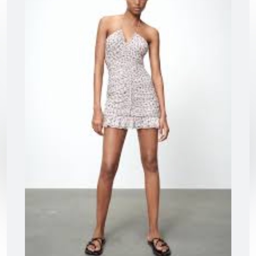 Zara Floral Ruched  women mini dress M  cottage-core fairy boho coquette Y2K - Picture 15 of 15